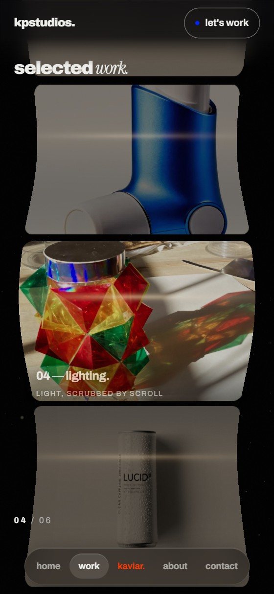 KP Studios on a phone: Selected work, in three dimensions.